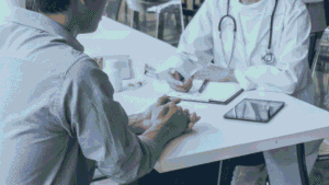 Patient discussing treatment-resistant depression options with a mental healthcare provider