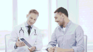Healthcare provider reviewing hormone testing before BHRT with a patient