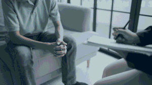 Patient discussing Spravato treatment with a healthcare provider