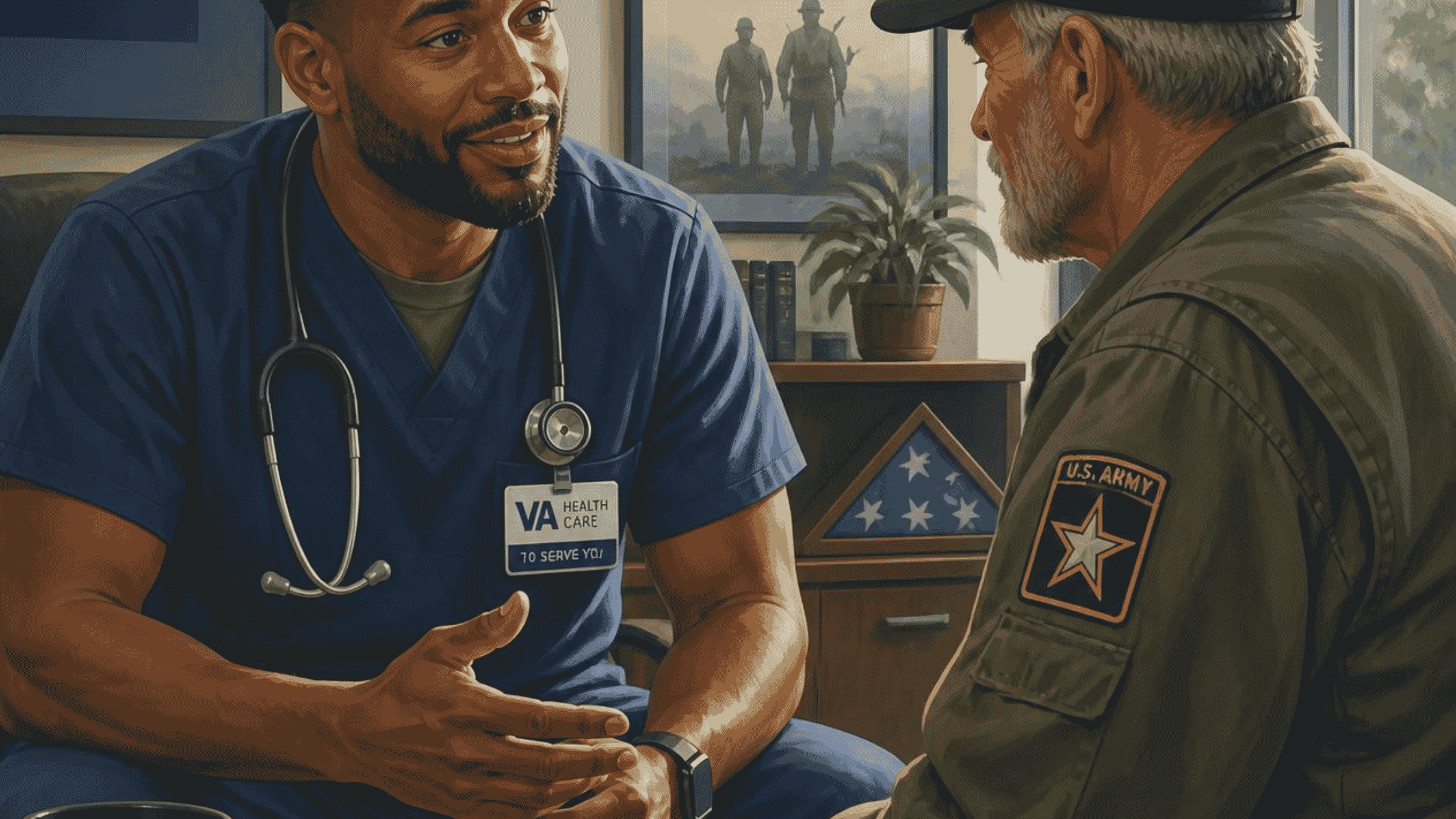 Veteran discussing VA Community Care with a healthcare provider